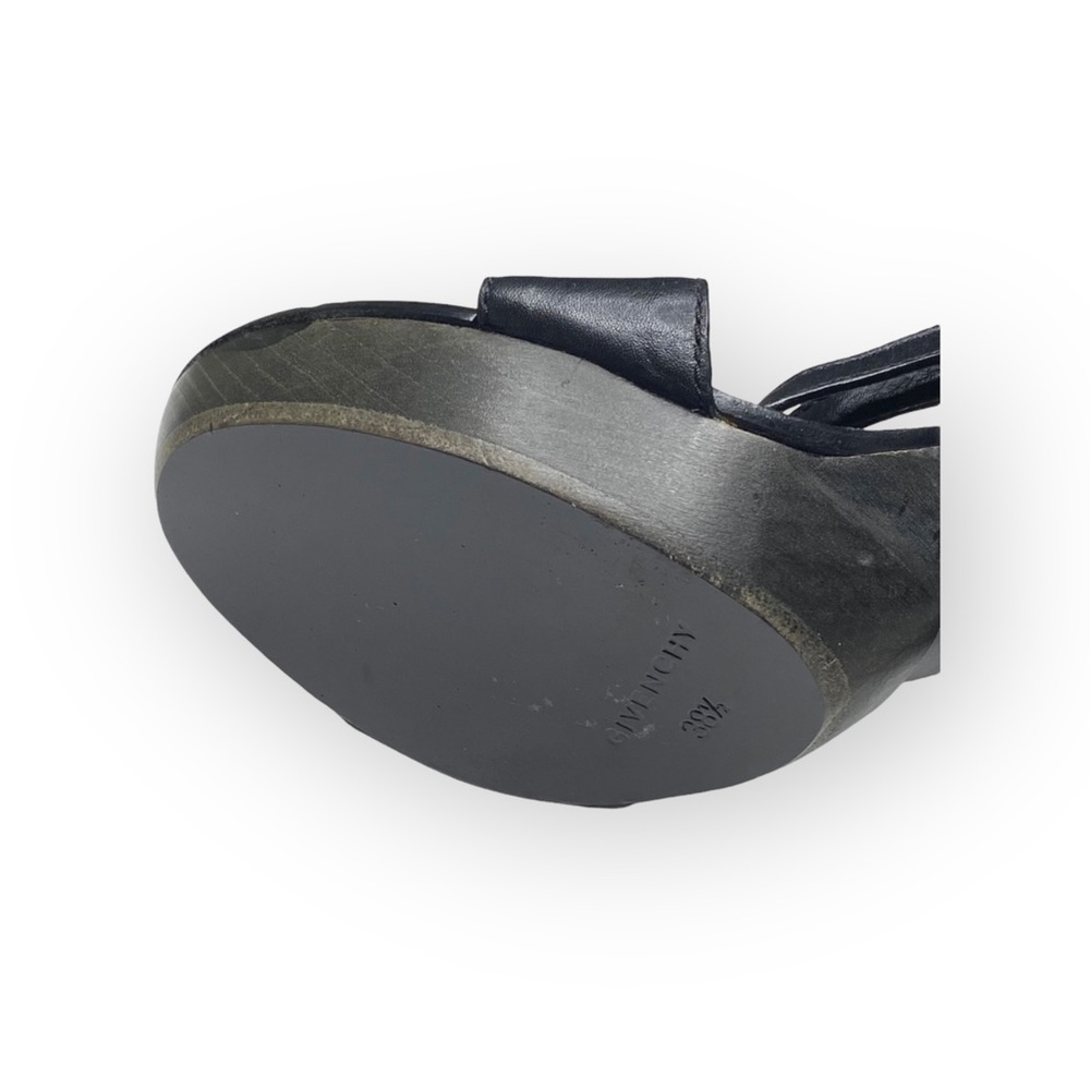 new Givenchy ༄ Cross Strap Wood Platform Sandals ༄ Black Leather ༄ 38.5 8M 8.5M - Picture 12 of 16